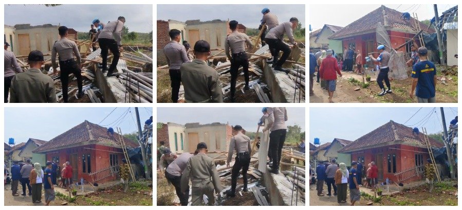 Kapolres Kuningan Turun Langsung Bantu Korban Puting Beliung di Mekarsari