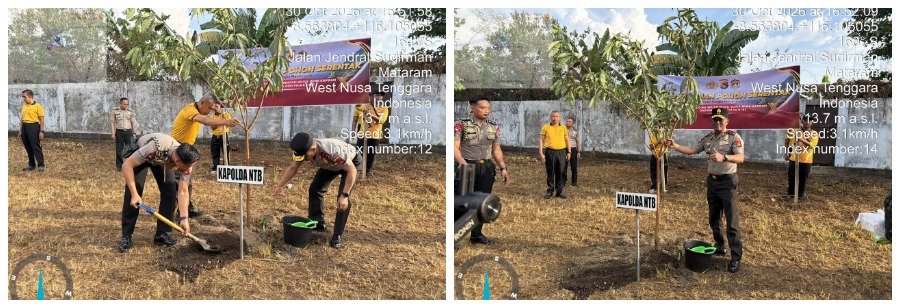 Kapolda NTB Bersama Forkopimda Tanam Pohon di Lanud ZAM, Perkuat Gerakan Green Policing